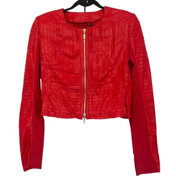 MARCIANO Lamb Leather Women's Cropped Jacket Size Medium - Picture 11 of 11